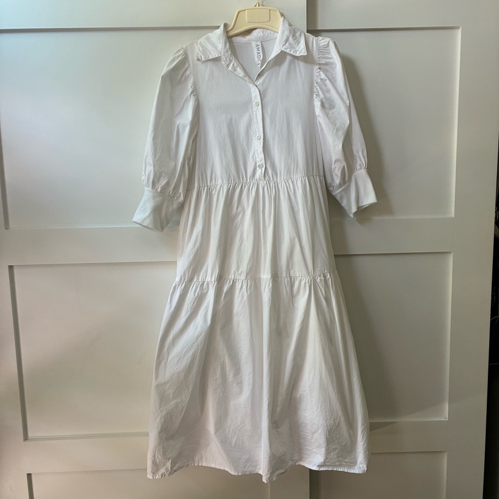 Amadi by Anthropologie White Midi summer Dress, XS